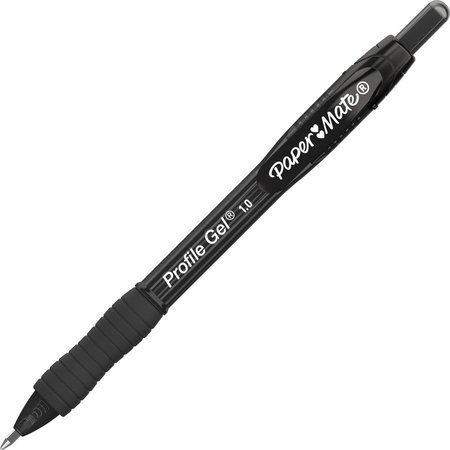 PAPER MATE Gel Pen, Profile, 1.0mm, 3/10"x3/10"Lx7", 12/DZ, Black PK PAP2095465